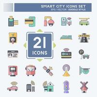 Icon Set Smart City. related to Technology symbol. doodle style. simple design illustration vector