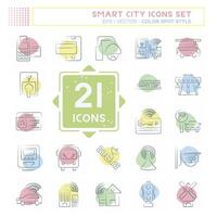 Icon Set Smart City. related to Technology symbol. Color Spot Style. simple design illustration vector