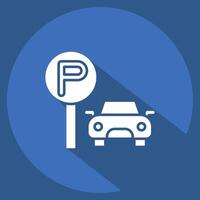 Icon Parking Area. related to Smart City symbol. long shadow style. simple design illustration vector