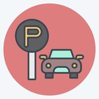 Icon Parking Area. related to Smart City symbol. color mate style. simple design illustration vector