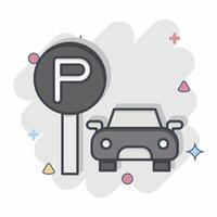 Icon Parking Area. related to Smart City symbol. comic style. simple design illustration vector