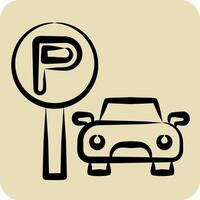 Icon Parking Area. related to Smart City symbol. hand drawn style. simple design illustration vector