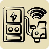 Icon Charging Station. related to Smart City symbol. hand drawn style. simple design illustration vector