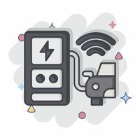 Icon Charging Station. related to Smart City symbol. comic style. simple design illustration vector