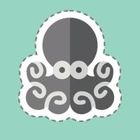 Sticker line cut Octopus. related to Seafood symbol. simple design illustration vector