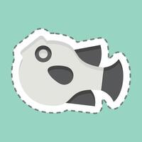 Sticker line cut Puffer Fish. related to Seafood symbol. simple design illustration vector