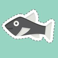 Sticker line cut Trout. related to Seafood symbol. simple design illustration vector