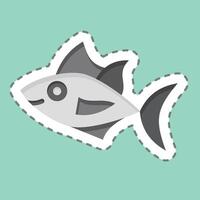pegatina línea cortar atún. relacionado a Mariscos símbolo. sencillo diseño ilustración vector