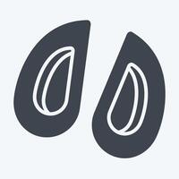 Icon Mussel. related to Seafood symbol. glyph style. simple design illustration vector