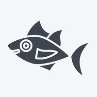 Icon Tuna. related to Seafood symbol. glyph style. simple design illustration vector