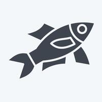 Icon Sardine. related to Seafood symbol. glyph style. simple design illustration vector