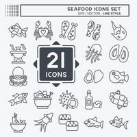 Icon Set Seafood. related to Holiday symbol. line style. simple design illustration vector