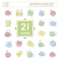 Icon Set Seafood. related to Holiday symbol. Color Spot Style. simple design illustration vector