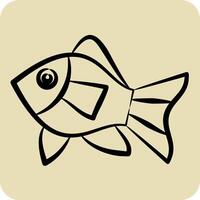 Icon Atlantic Fish. related to Seafood symbol. hand drawn style. simple design illustration vector