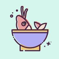 Icon Soup Sea. related to Seafood symbol. MBE style. simple design illustration vector