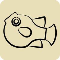 Icon Puffer Fish. related to Seafood symbol. hand drawn style. simple design illustration vector