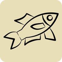 Icon Sardine. related to Seafood symbol. hand drawn style. simple design illustration vector