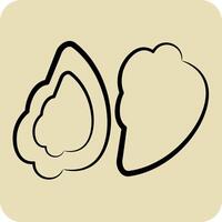 Icon Oyster. related to Seafood symbol. hand drawn style. simple design illustration vector