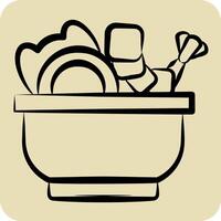 Icon Sea Salad. related to Seafood symbol. hand drawn style. simple design illustration vector