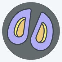 Icon Mussel. related to Seafood symbol. color mate style. simple design illustration vector