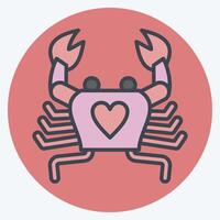 Icon Crab. related to Seafood symbol. color mate style. simple design illustration vector