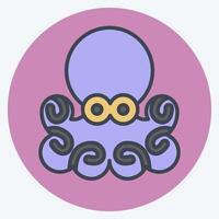 Icon Octopus. related to Seafood symbol. color mate style. simple design illustration vector
