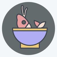 Icon Soup Sea. related to Seafood symbol. color mate style. simple design illustration vector