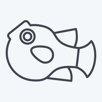 Icon Puffer Fish. related to Seafood symbol. line style. simple design illustration vector