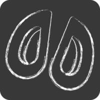 Icon Mussel. related to Seafood symbol. chalk Style. simple design illustration vector