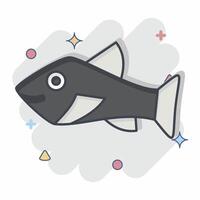 Icon Trout. related to Seafood symbol. comic style. simple design illustration vector