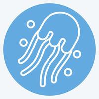 Icon Jelly Fish. related to Seafood symbol. blue eyes style. simple design illustration vector