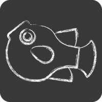 icono fumador pez. relacionado a Mariscos símbolo. tiza estilo. sencillo diseño ilustración vector