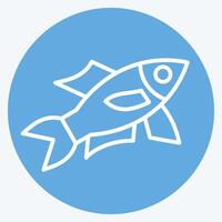 icono sardina. relacionado a Mariscos símbolo. azul ojos estilo. sencillo diseño ilustración vector