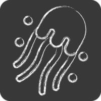 icono jalea pez. relacionado a Mariscos símbolo. tiza estilo. sencillo diseño ilustración vector