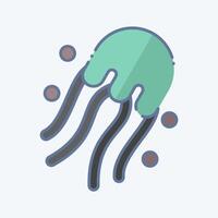 Icon Jelly Fish. related to Seafood symbol. doodle style. simple design illustration vector