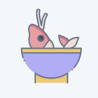 Icon Soup Sea. related to Seafood symbol. doodle style. simple design illustration vector