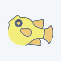Icon Puffer Fish. related to Seafood symbol. doodle style. simple design illustration vector