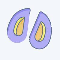 Icon Mussel. related to Seafood symbol. doodle style. simple design illustration vector