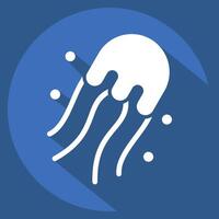 Icon Jelly Fish. related to Seafood symbol. long shadow style. simple design illustration vector