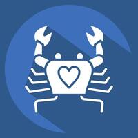 Icon Crab. related to Seafood symbol. long shadow style. simple design illustration vector