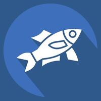 Icon Sardine. related to Seafood symbol. long shadow style. simple design illustration vector