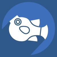 Icon Puffer Fish. related to Seafood symbol. long shadow style. simple design illustration vector