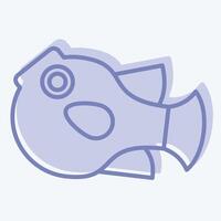 Icon Puffer Fish. related to Seafood symbol. two tone style. simple design illustration vector