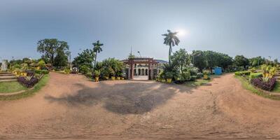 park green zone near gate in indian city in full spherical 360 hdri seamless panorama in equirectangular projection, panorama, VR content photo