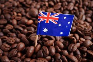 Australia flag on coffee beans, shopping online for export or import food product. photo