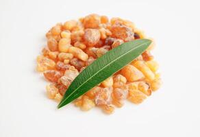 Frankincense or olibanum aromatic resin used in incense and perfumes. photo