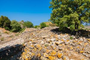 Troy ancient city ruins. Visit Turkey concept photo. photo