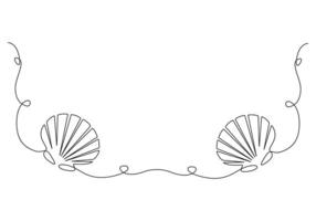 uno continuo línea dibujo de abierto ostra cáscara concha símbolo y bandera de belleza spa Pro ilustración vector