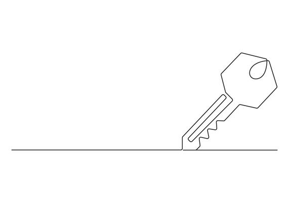 Continuous one line drawing of key pro illustration