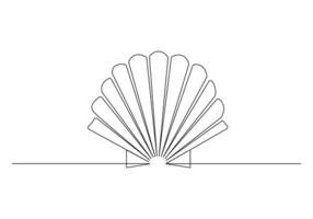 One continuous line drawing of open oyster shell seashell symbol and banner of beauty spa pro illustration vector